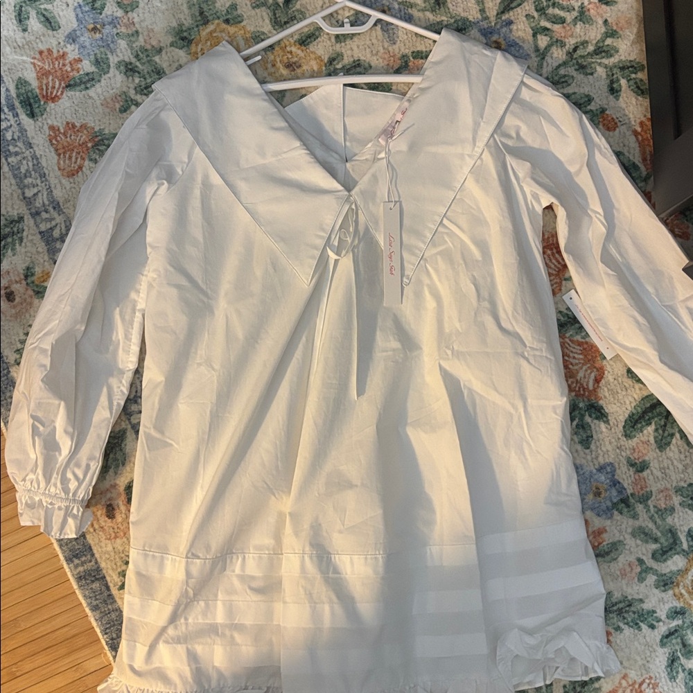 Lisa Says Gah White Sailor-Collar Ruffled Mini Dress - Picture 3 of 4